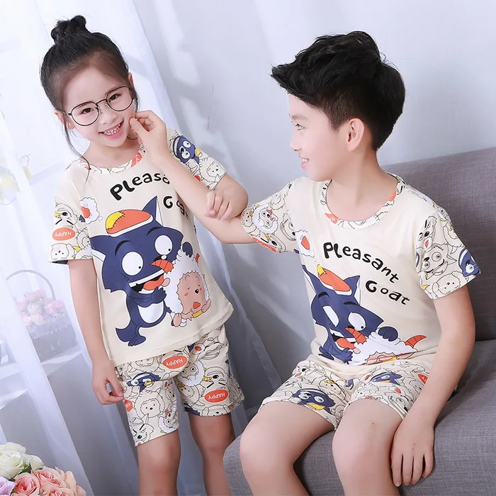 Детский пижамный комплект; летняя Пижама с короткими рукавами для мальчиков; домашняя одежда с рисунком для девочек; одежда для сна для больших детей; детские пижамы; niu450 - Цвет: style  14