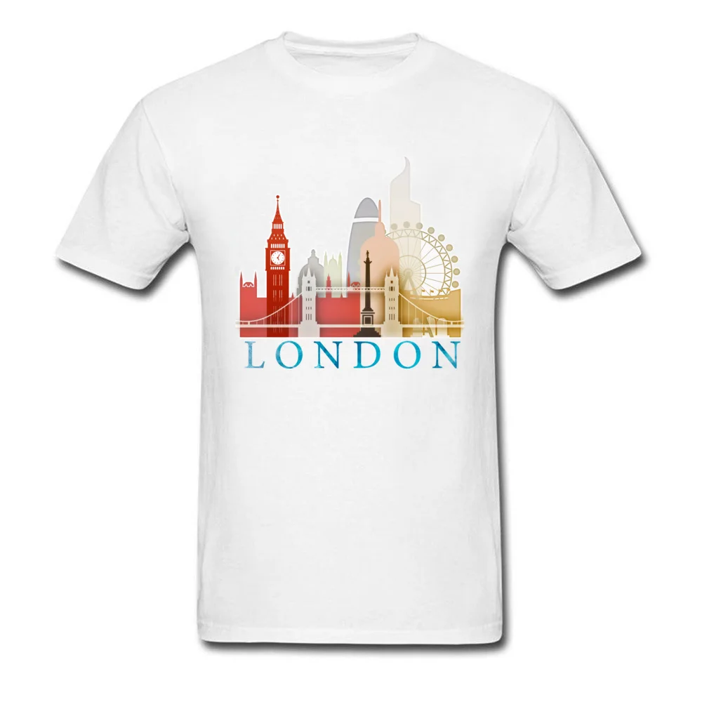 London Metropolis Silhouette Souvenir T Shirt Graphic Round Neck Cotton