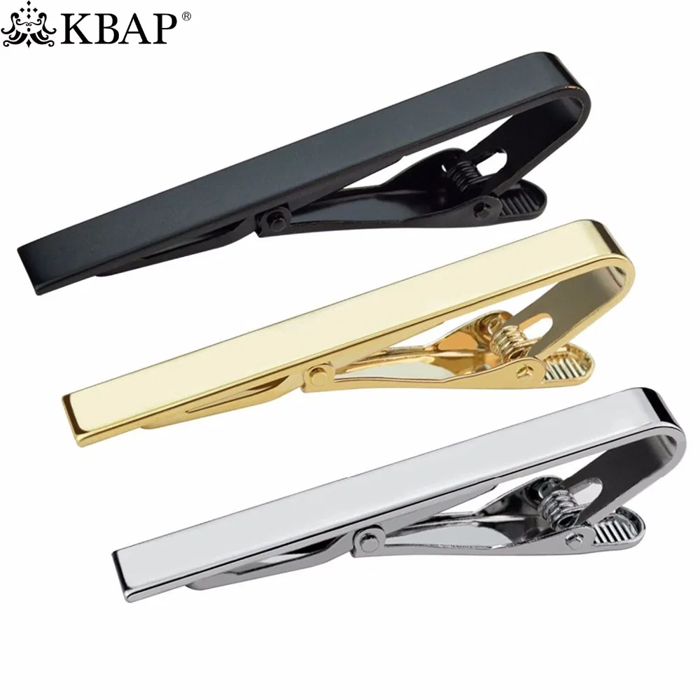 KBAP Men's Classic Metal Tie Clip Clamp Black Gold Silver Tie Clip Neck Tie Bar Clasp Wedding Business Favor Gifts