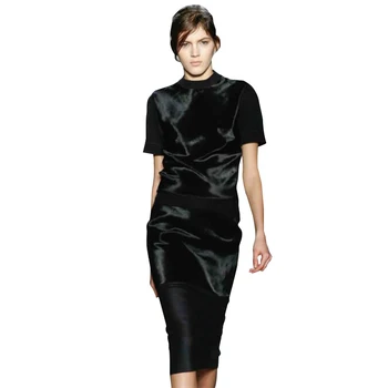 

Victoria Beckham Dress 2018 High Quality Runway Two Pieces Set Women Patchwork Knitted Sweater Skirt Clothing set NP-SAD162