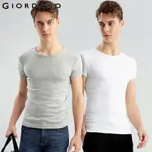 Giordano две приталеные футболки slim fit из натурального хлопка с короткими рукавами и круглым воротом,имеют несколько цветовых решений