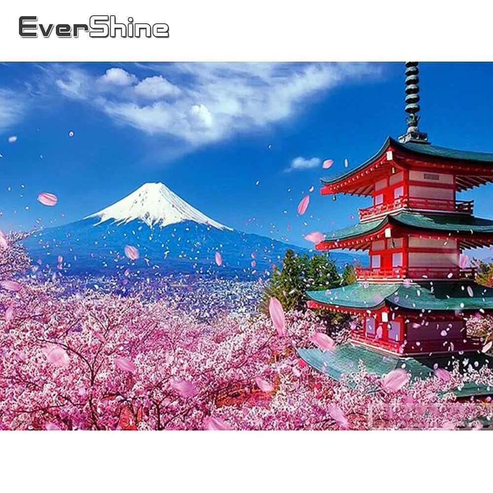 EverShine 5D алмазная живопись с квадратными Стразы Fuji Mountain Алмазная вышивка Пейзаж