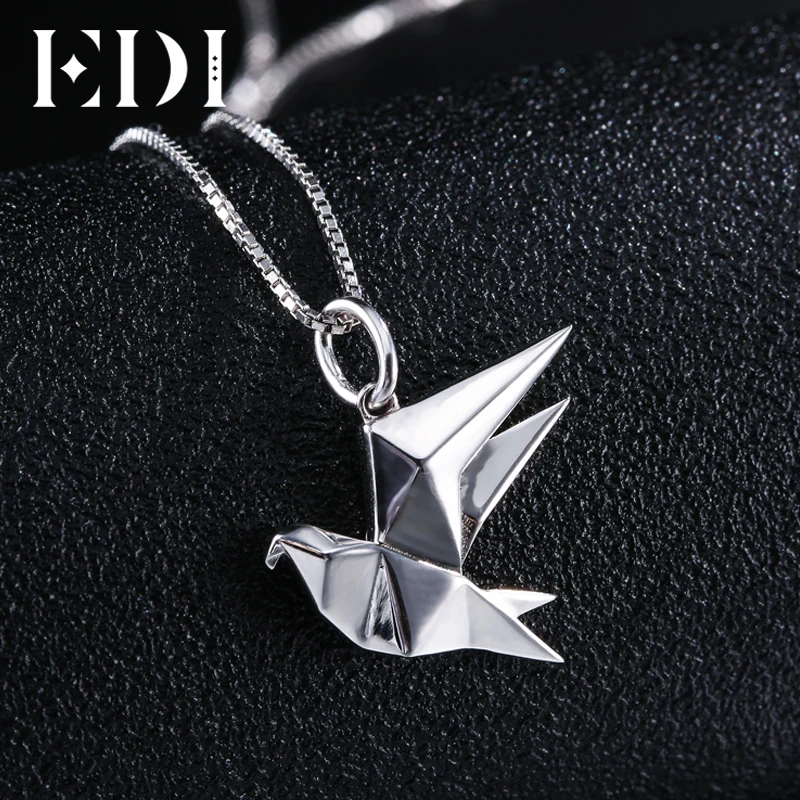 EDI Lovely Peace Dove Bird Animal Pendants Necklace For Women 100% 925 Sterling Silver High Quality Fine Jewelry