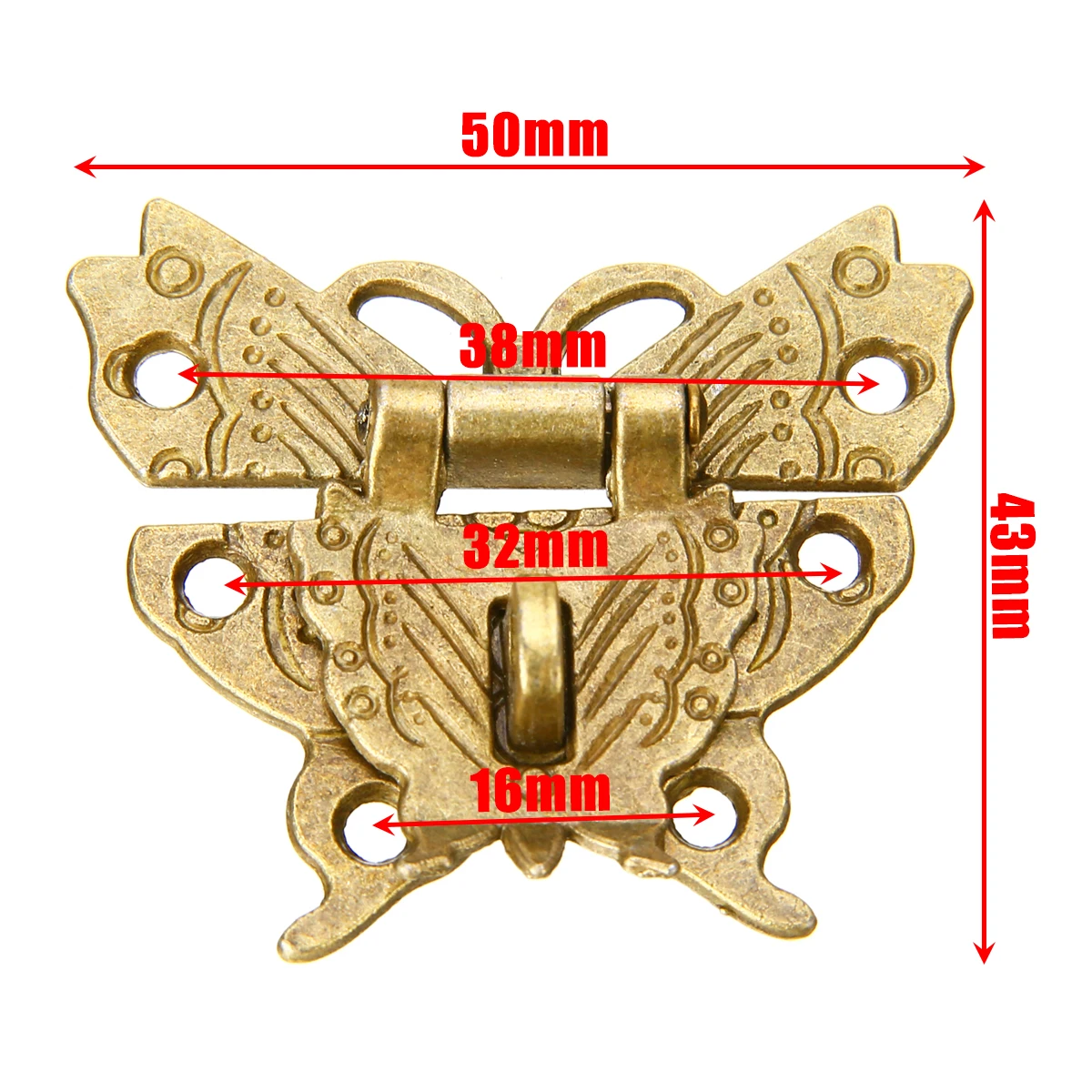 Retro Chic Butterfly Latch Catch Lock Vintage Alloy Wooden Jewelry Box Case Hasp Lock For Box Bag Surface Decor
