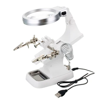 

Wholesales Helping Hand LED Magnifying Soldering IRON STAND Lens Magnifier Clamp Tool Kit