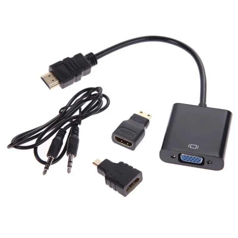 

Micro Mini HDMI To VGA Adapter Adaptor HDMI To VGA Converter Male To Female HDMI Cable With Audio Cord