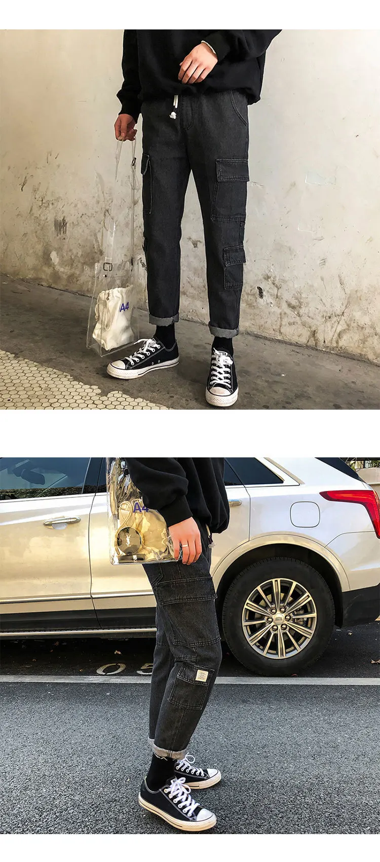 jeans preto azul cor biker denim calças
