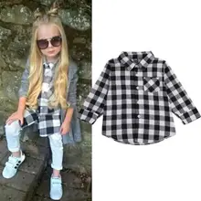 Модные повседневные топы в клетку для маленьких мальчиков и девочек; рубашка в клетку с длинными рукавами; блузки; От 1 до 7 лет