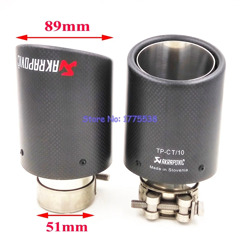 

1 Piece: Akrapovic 2.5inch Inlet (3.5inch Outlet) Universal Racing Car Stainless Steel and Carbon Fiber Exhaust Tip Muffler