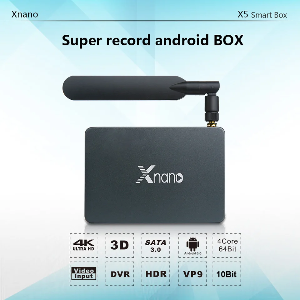 

Original Xnano X5 Smart TV BOX Android 6.0 +OpenWRT(NAS) Realtek1295 2G DDR4 16G USB3.0 WIFI Bluetooth4.0 1000M LAN Media Player