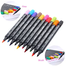 Kunst und Grafik Zeichnung Manga Tinte Auf Wasserbasis Twin Tip Dual Spalt Pinsel Skizze Marker Stift 12 18 24 Farben/set