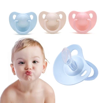 

Classic Pacifiers Safe Food Grade Silicone Cute Baby Round and Flat Nipples Pacifiers,Baby Pacifier For Bibs 3 colors Available