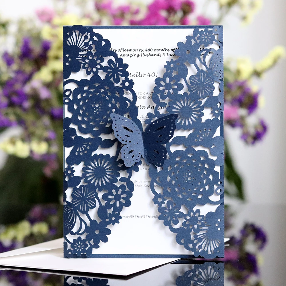 50 packs set Laser Cut Invitations Butterfly Laser Cutting Invitation