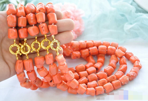 

3169 original baroque cylinder pink coral necklace 5pcs