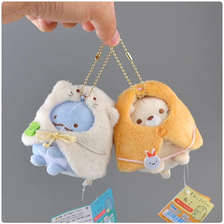 9 см Kawaii японский Sumikko Gurashi San-X уголок био плюшевый брелок Подвески игрушка чучела плащ животные прекрасный мешок Рождественская кукла в подарок