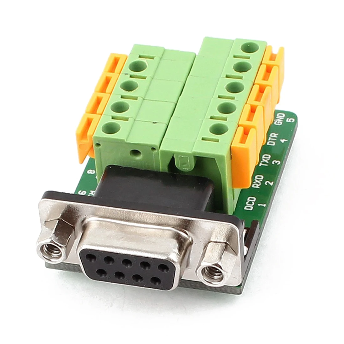 

DB9 RS232 Serial Female Adapter Plate to 9 Position Terminal Connector Black+Green+Yellow