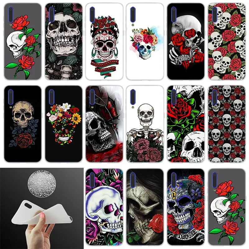 

Phone Case Retro Style Flower Skull For Xiaomi 9 se 8 lite 6X 5X Mi a1 a2 A3 Lite f1 Max 3 redmi 7a Note 7 pro 6 5 go Cover
