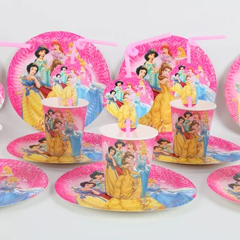 

60pcs/lot Princess Party Decoration plate Cup straw Set Party Baby Shower Birthday Supplies Party Decoration Set