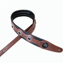 Bass Guitar Strap Handmade Good Craftwork High-end 6.5 cm Wide Noble Brown and Black Leather Guitar / Bass Strap