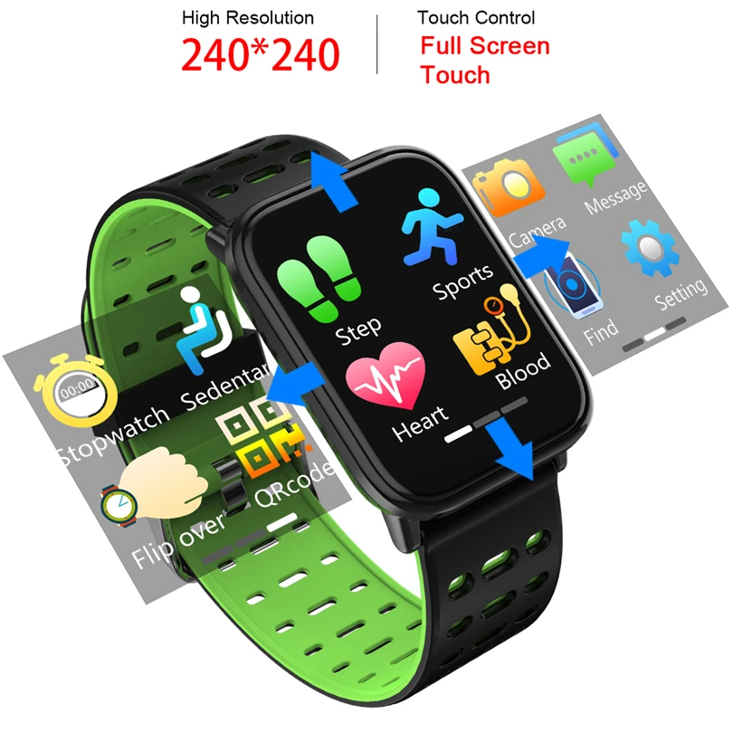 

T6 Smart Watch Men Waterproof Pedometer Blood Pressure Heart Rate Sleep Monitor 1.3'' Full TouchScreen Sports Fitness Bracelet