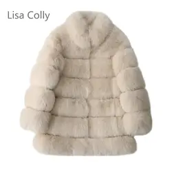 Лиза колли с длинным рукавом воротник зимний женский высокий искусственный мех пальто куртка мех пальто толстый теплый лисий мех пальто