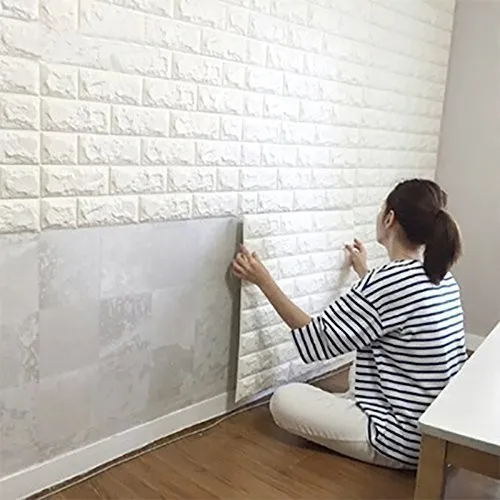 

3D Brick Wall Sticker PE Foam Self-adhesive Wallpaper Peel and Stick 3D Art Wall Panels for Living Room Bedroom Background Wall