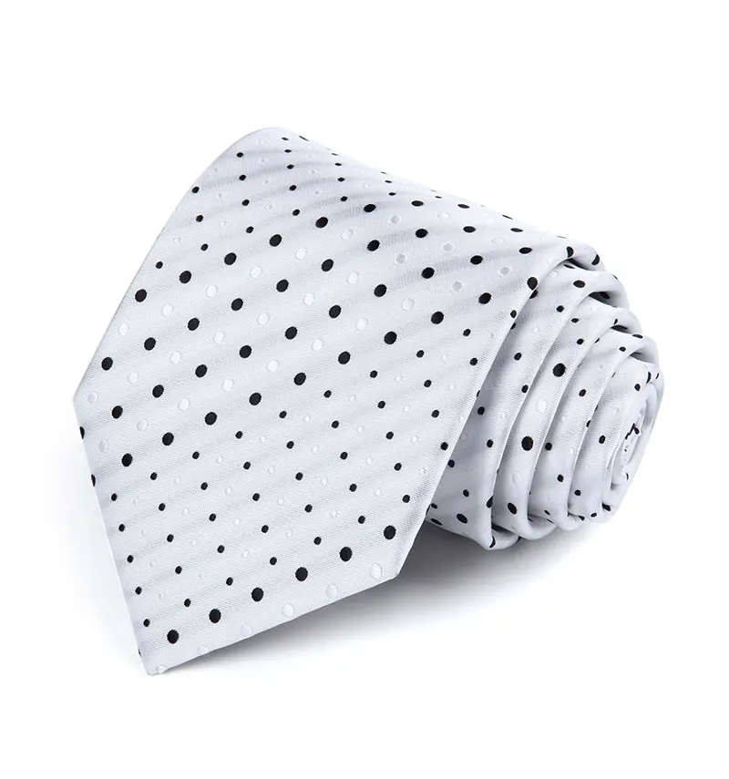 TD603W8S белый черный горошек 3,4 "шелковые ткани Для мужчин галстук платок комплект