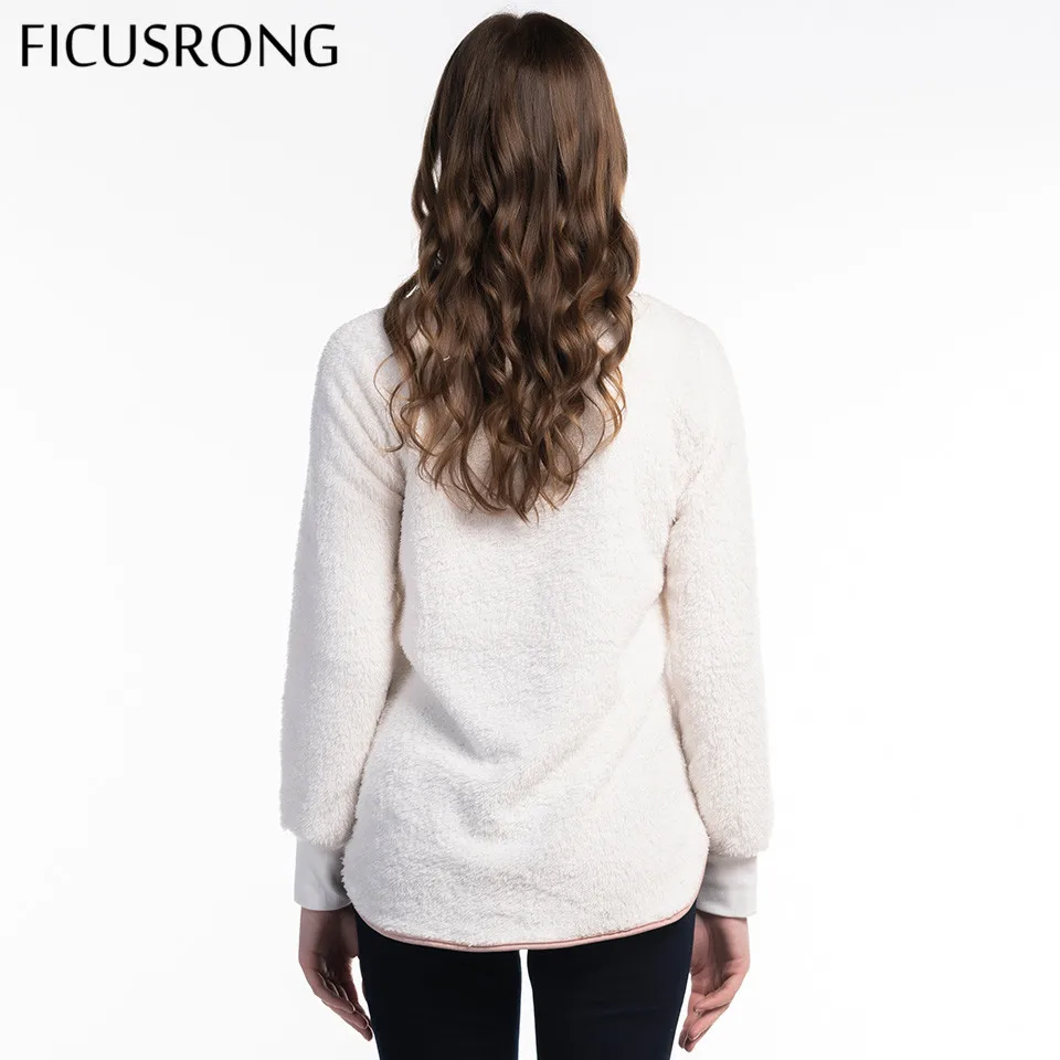 FICUSRONG New Women 2019 Hoodies Sweatshirt Spring Autumn Causal Plush Oblique Collar Patchwork Button Coat Female Pullovers FICUSRONG New Women 2019 Hoodies Sweatshirt Spring Autumn Causal Plush Oblique Collar Patchwork Button Coat Female Pullovers