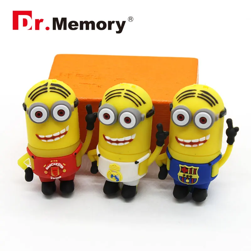 Dr. Memory милый USB флеш-накопитель желтый Миньоны с рубашкой Флешка USB флешка силиконовая вилка 4 ГБ 8 ГБ 16 ГБ 32 ГБ 64 ГБ флэш-диск