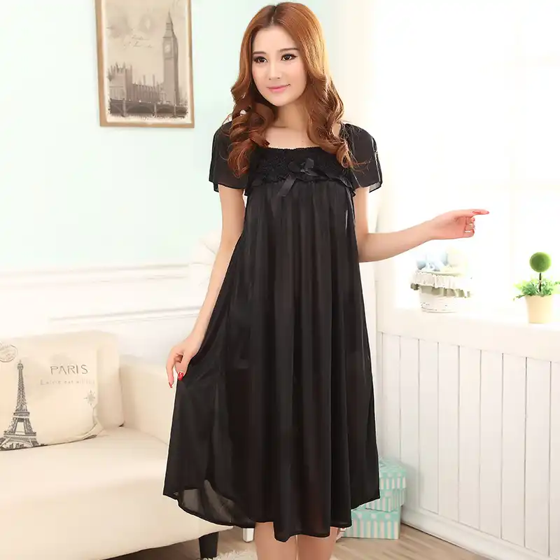 black nightgown short