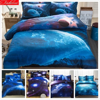 

3D Galaxy Bedding Set Universe Outer Space Themed Bedspread 2/34pcs Twin/Queen Size Sheet Duvet Cover 1.3m 1.5m 3m Bed Linen Boy