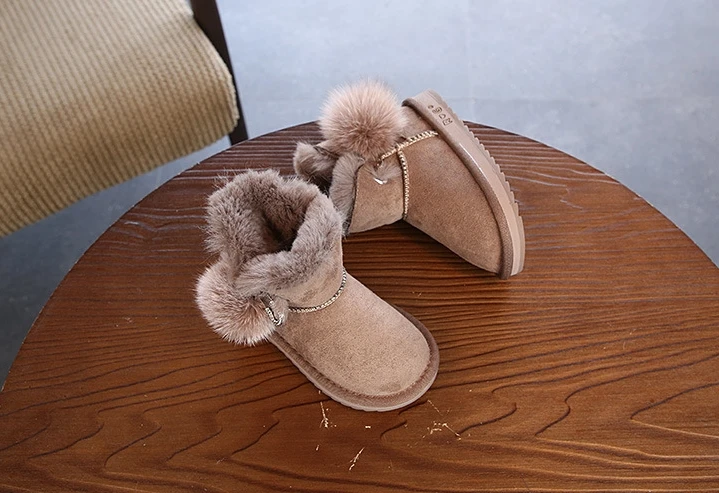 Зимняя новая детская обувь; корейские ботинки для девочек; модные Утепленные ботинки из меха норки; детские зимние ботинки; зимние ботинки