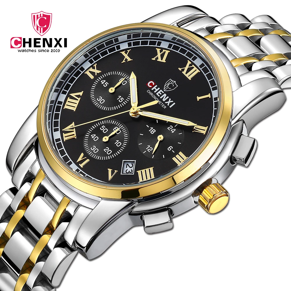

Dawn 908 Men's Watch Three Eyes Six-second running seconds Watch Multifunction Solid Steel waterproof quartz watch A generation