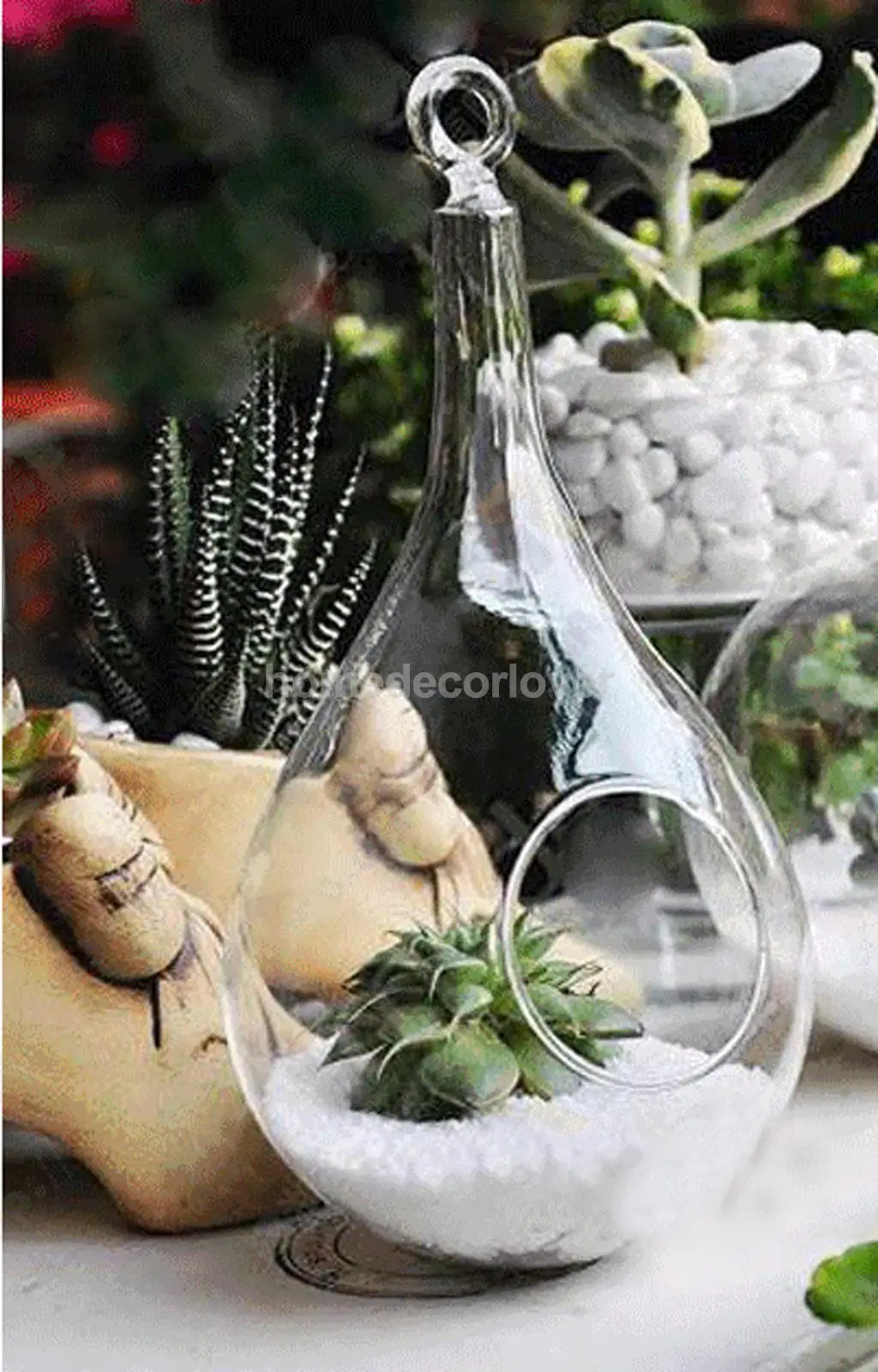 Clear Taper Glass Hanging Vase Flowers Plant Hydroponics Bottle Container Pot