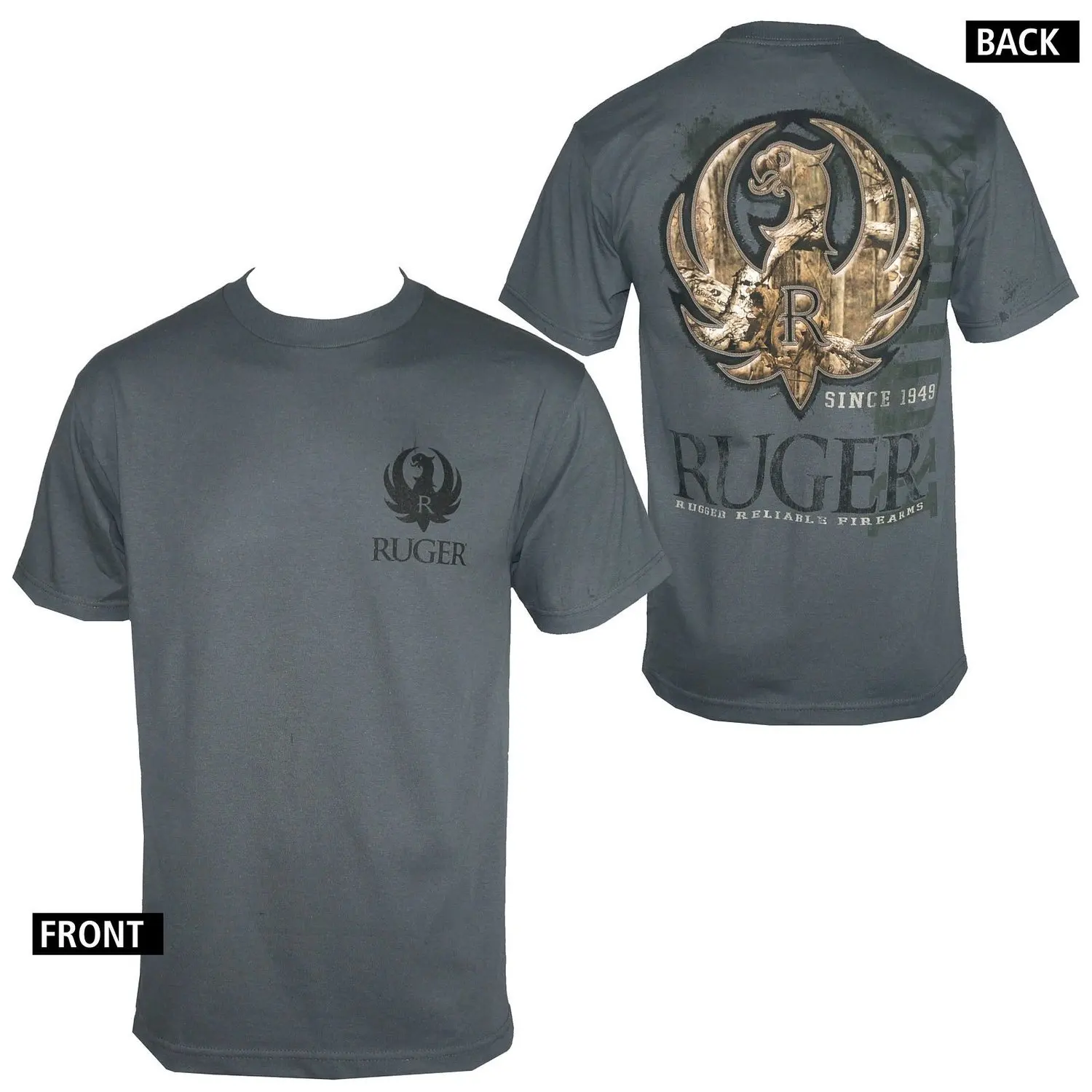 

Ruger Camo Stitch Logo Men's Charcoal T-Shirt