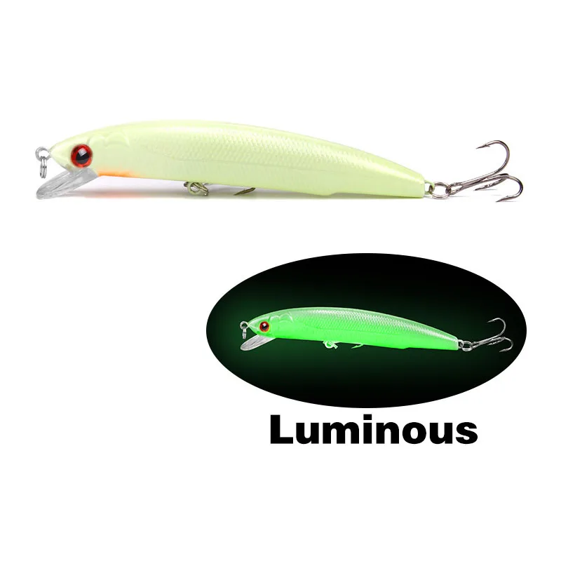 

17g/12cm Fishing Lure Luminous Minnow Artificial Hard Bait Fish Lure Swimbait Wobbler Bass Pike Bait Fishing Tackle Quality Hook