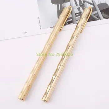 

Handmade Brass Bamboo Shape Ballpoint Pen 0.5mm Retro Copper Pens Office School Writing Supplies Students Stationery Gift C26