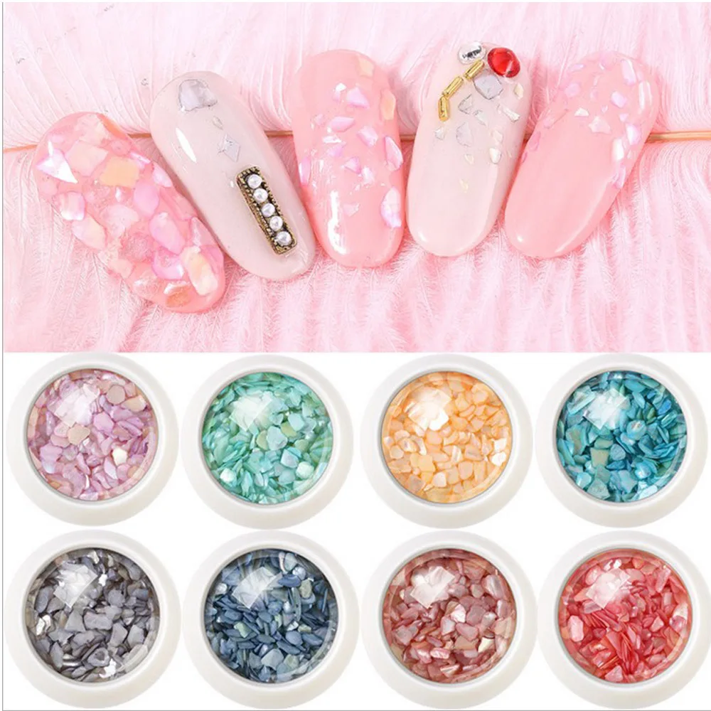 

11 kinds of color Crushed Shell Fragment Nail Stone Powder Acrylic UV Nail Art Decoration Charms Manicure Tool
