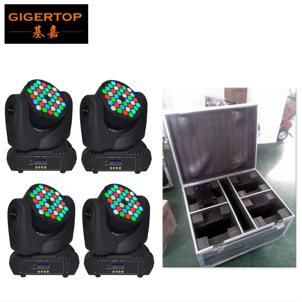 Flight Case 4IN1+4pcs/lot 36*5W USA Cree Led Moving Head Beam Light Hi-Quality RGBW Single Color DJ Disco Stage Party Lighting