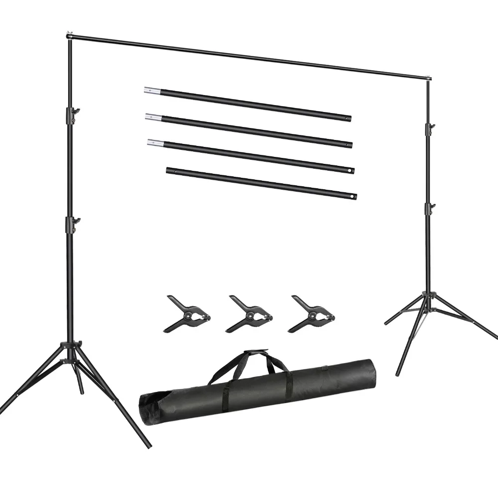 

Neewer Photo Video Studio 10ft/3m Wide Cross Bar 6.6ft/2m Tall Adjustable Background Stand Backdrop Support System Kit+3 Clamps
