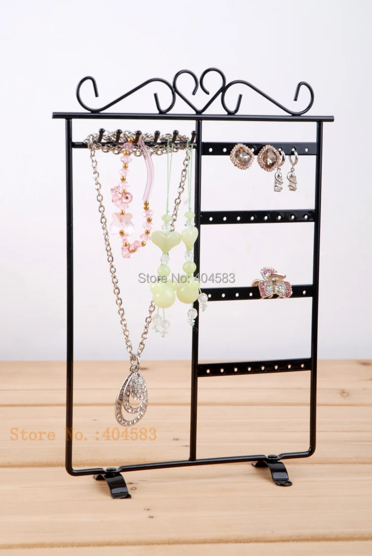  Black Painted Steel Earring Display Stand Necklace Display Stand Jewelry Display Holder 6 hooks 32 