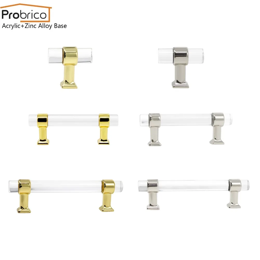 Probric المطبخ مجلس الوزراء مقابض باب درج أكريليك المقابض ل أثاث عصري الحمام خزانة خزانة دولاب تسريحة التأثيرات