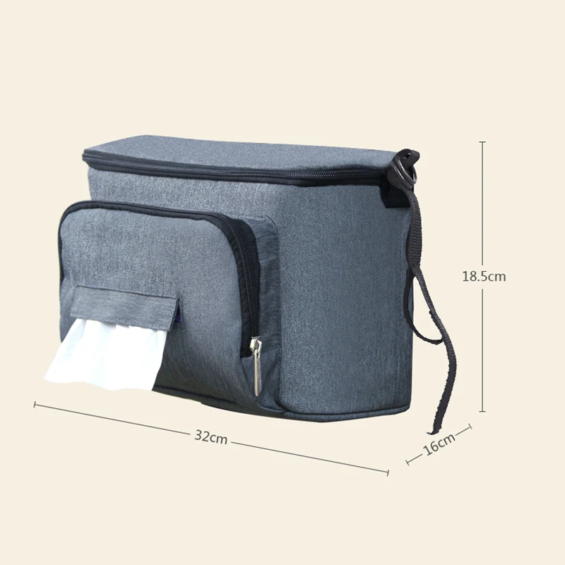 Solid Color Stroller Organizer Bag Large Capacity Mom Travel Hanging Bag Carriage Pram Cart Diaper Bag Yoya Stroller Accessories