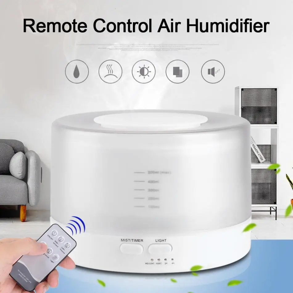 Original 500ML Remote Control Ultrasonic Air Humidifier 7 Color LED Lights Aroma Diffuser Cool Mist Humidifier