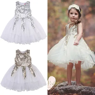 

Summer Toddle Baby Girl Princess Wedding Dress Tutu Party Dress Sequins Tulle Ball Gown Kids Dress For Girl 2016 new