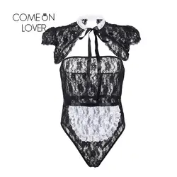 Comeonlover сексуальный костюм Trajes sexis Y eroticos Para Mujer горничная без бретелек Кружево рукавом экзотические Кружево боди белье ri80596