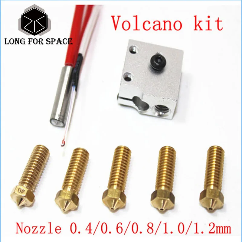 3D Printer Parts E3D Volcano Hot End Eruption Pack kit/set Heater Block+Nozzle Pack For 3D Printer Filament 1.75/3 mm