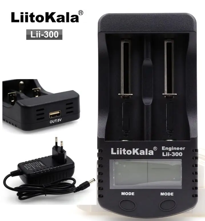 LiitoKala Lii-500 300 18650 зарядное устройство с ЖК-дисплеем тестовая батарея 18650 18350 26650 10440 14500 18500 AA AAA зарядное устройство - Цвет: Lii-300  and Adapter