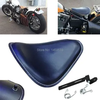 

Motorcycle Solo Spring Seat Bracket Black Leather White Stitching For Harley Sportster Chopper Bobber Custom Free Shipping
