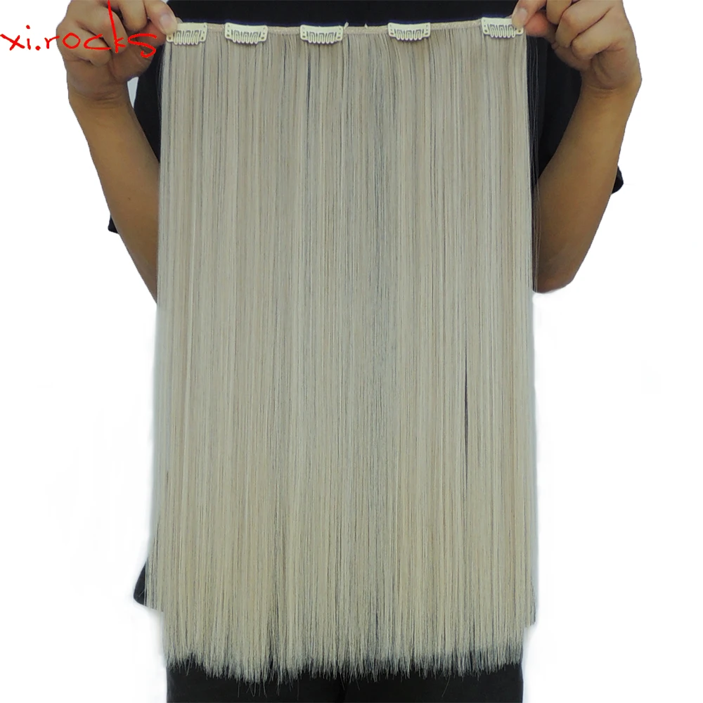 

2 Piece Xi.rocks 5 Clip in Hair Extension 50cm Synthetic Hair Clips Extension 50g Straight Hairpin Hairpiece Mixed Colors 16/613